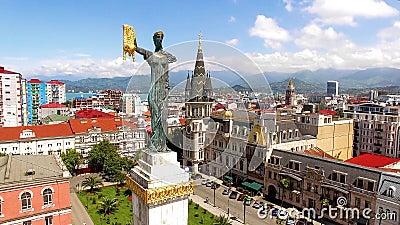 Monument to Medea on Europe Square in Batumi Georgia, aerial view, history Stock Photo