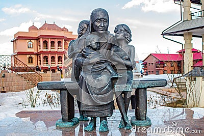 Kaluga region, Russia - March 2019: Monument to Mother Teresa Editorial Stock Photo