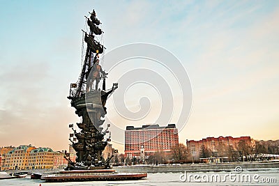 Monument to Peter the Great in Moscow Editorial Stock Photo