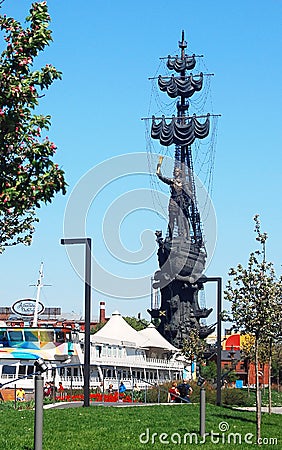 Monument to Peter the Great in Moscow. Editorial Stock Photo
