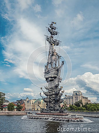 Monument to Peter the Great in Moscow, Russia Editorial Stock Photo