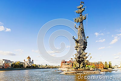 The monument to Peter the Great in Moscow, Russia Editorial Stock Photo