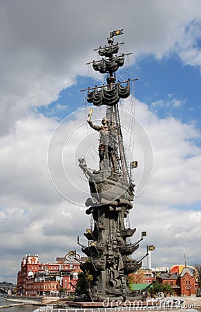 Monument to Peter the Great in Moscow. Editorial Stock Photo