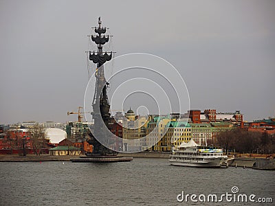 Monument to Peter the Great in Moscow. Editorial Stock Photo