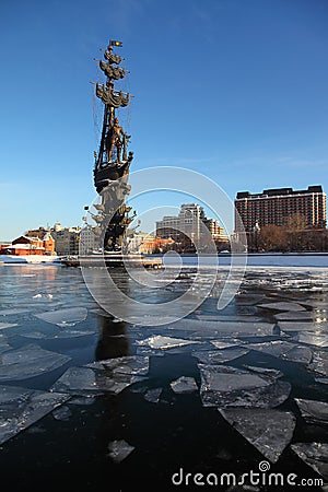 Monument to Peter Great on Moskva river Editorial Stock Photo