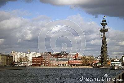 Monument to Peter the Great Peter First in Moscow Editorial Stock Photo
