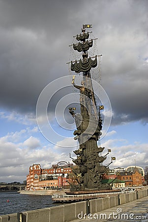 Monument to Peter the Great Peter First in Moscow Editorial Stock Photo