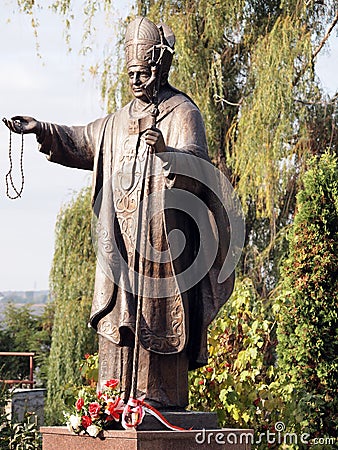 Monument to Pope John Paul II Karol Wojtyla Stock Photo