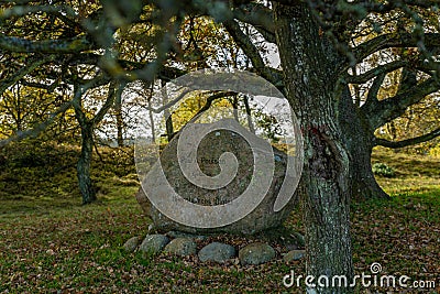 Monument to Poul A. Poulsen in Ulstrup, Busbjerg, Denmark Editorial Stock Photo