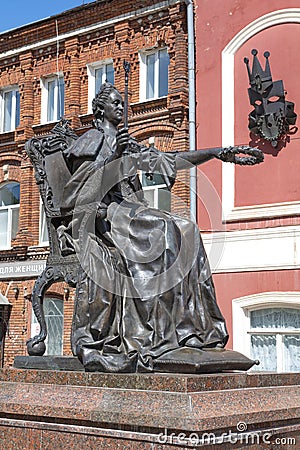 Monument to Russian Empress Catherine II close-up Editorial Stock Photo