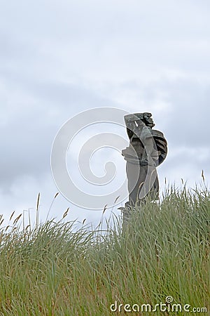 Monument to the sailors and fishermen perished in the sea, view from the dunes in Liepaja parc Editorial Stock Photo