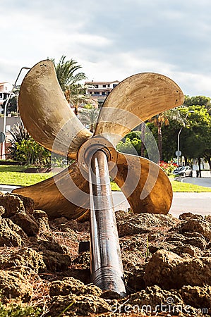 Monument to the sailors and fishermen . Propeller of a boat. Editorial Stock Photo