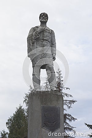 Monument to Semyon Dezhnev in Veliky Ustyug, Vologda region Editorial Stock Photo