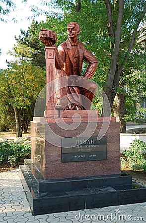 The monument to Semyon Duvan in Yevpatoriya. Crimea. Editorial Stock Photo