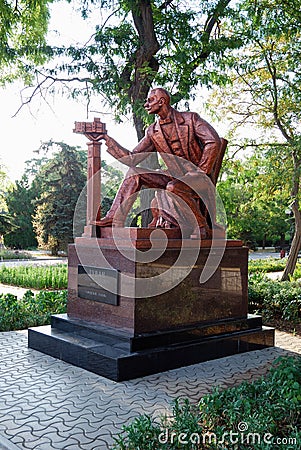 The monument to Semyon Duvan in Yevpatoriya. Crimea. Editorial Stock Photo