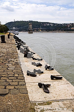 Monument to the Shoah in Budapest Editorial Stock Photo