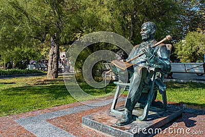Monument to Soviet and Russian theater and film actor Mikhail Pugovkin in Yalta Editorial Stock Photo