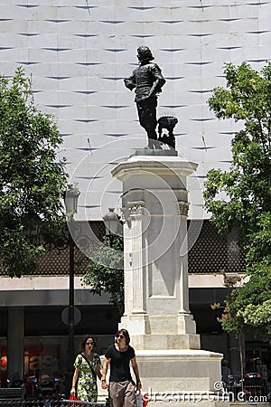 Monument to the Spanish artist Diego Velasquez in the center of Seville Editorial Stock Photo