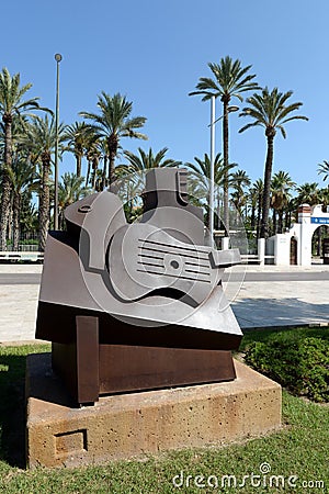 Monument to the Spanish composer Joaquin Rodrigo at the municipal Park in Elche Editorial Stock Photo