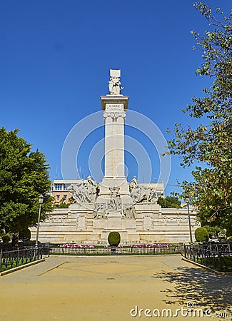 Monument to the 1812 Spanish Constitution in the Plaza de Espana Square. Cadiz, Spain Stock Photo