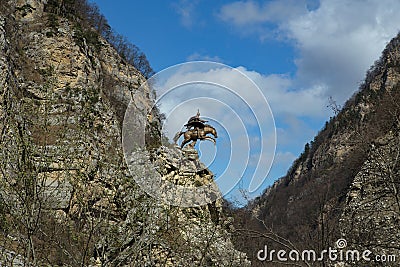 Monument to St. George on a rock. Stock Photo