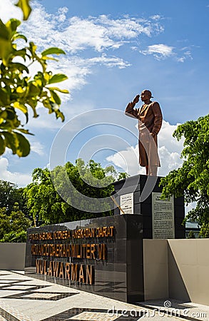 Monument to the statue of General Sudirman, Sudirman is an Indonesian national hero, the leader of the Indonesian army Editorial Stock Photo