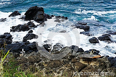 Monument to surfers who died Stock Photo