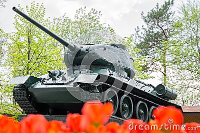 Monument to tank T34 Stock Photo