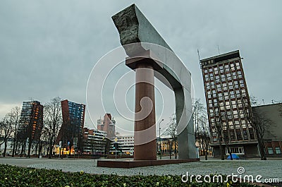 A monument to the unification o Lithuania in Klaipeda Stock Photo