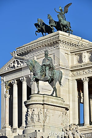 Monument to Victor Emmanuel II, Altair of the Fatherland, Equestrian statue to Victor Emmanuel II, Rome Italy Stock Photo