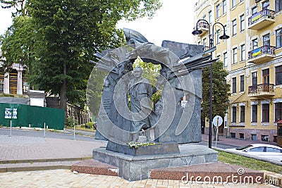 Monument to Vyacheslav Chornovil (Ukrainian political activist of 90th) in Kyiv, Ukraine Editorial Stock Photo