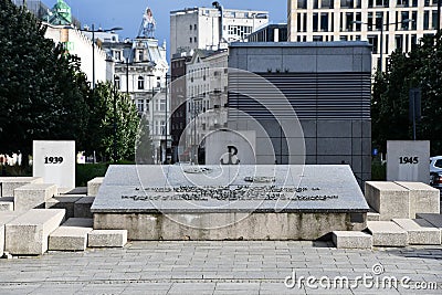 Monument to the Warsaw Insurgents of the Home Army Battalion Kilinski in Warsaw, Poland Editorial Stock Photo