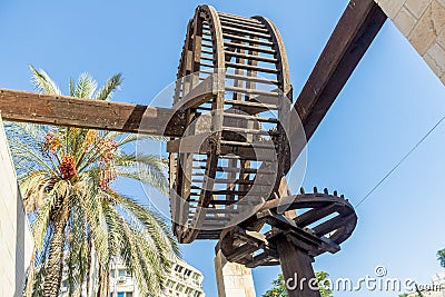 Monument to the wheel of a water mill in Beer Sheva Israel Editorial Stock Photo