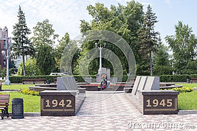 Monument to the young men of the Navy on the embankment of the Volga River. Samara. Editorial Stock Photo