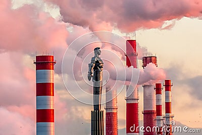 Monument to Yuri Gagarin in Moscow on Leninsky Prospekt Editorial Stock Photo