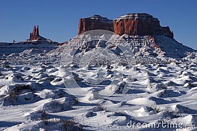 Monument Valley Navajo Indian Tribal Park, Winter Stock Photo