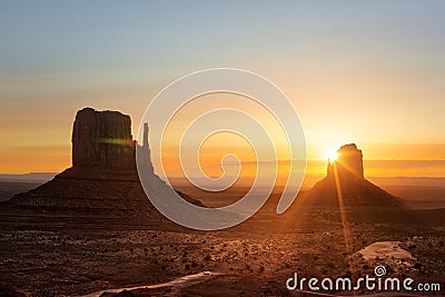 Monument Valley at sunrise Stock Photo