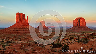 Monument Valley at sunset, Utah, USA Stock Photo