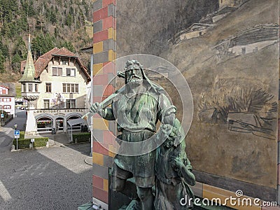 The monument of Wilhelm Tell at Altdorf on Switzerland Editorial Stock Photo