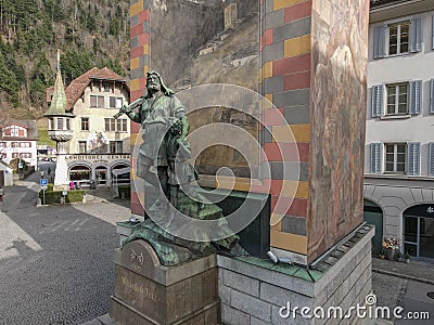 The monument of Wilhelm Tell at Altdorf on Switzerland Editorial Stock Photo