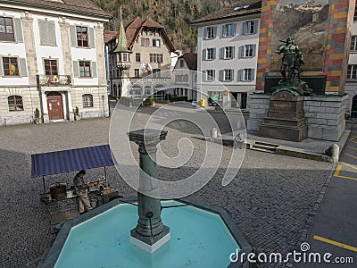 The monument of Wilhelm Tell at Altdorf on Switzerland Editorial Stock Photo