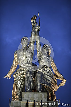 Monument worker and farmer, soviet architecture in Moscow, Russi Editorial Stock Photo