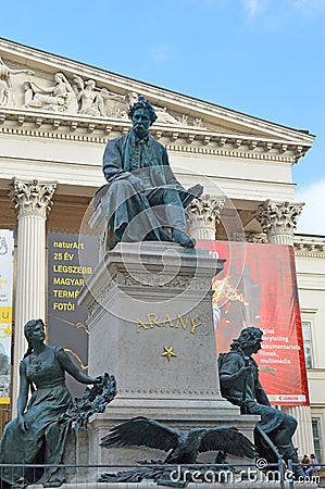 JÃ¡nos Arany Monument at The Hungarian National Museum Editorial Stock Photo