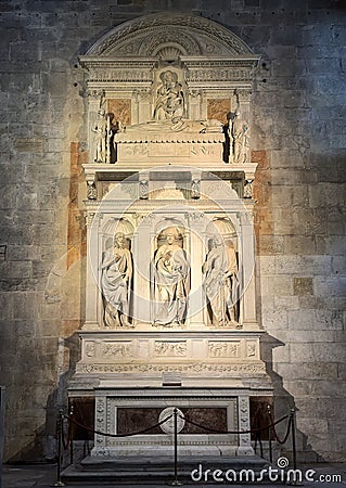 Monumental Altar of Saint Regolo by Matteo Civitali in 1484 in Lucca Cathedral in Lucca, Italy. Editorial Stock Photo