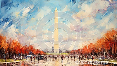 Monumental Dreams: Impressionistic Portrait of the Washington Monument Stock Photo