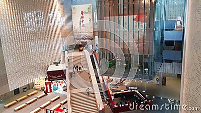 The monumental entrance hall of the new building of the Yunnan Provincial Museum in Kunming, Yunnan, China Editorial Stock Photo