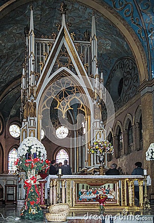 Monumental neo-gothic altar peice in Santo Domingo church, Quito, Ecuador Editorial Stock Photo