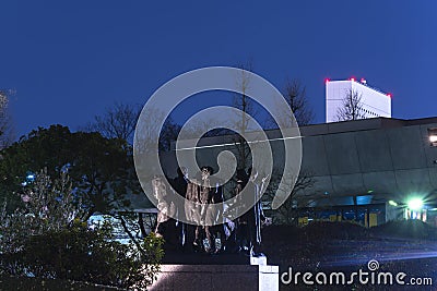 Monumental sculpture replica of the The Burghers of Calais by French artist Auguste Rodin Editorial Stock Photo