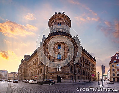 Monumental streets architecture in sunset. Dresden. Saxony Stock Photo
