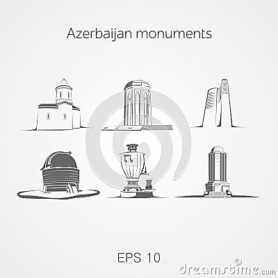 Monuments of Azerbaijan Vector Illustration